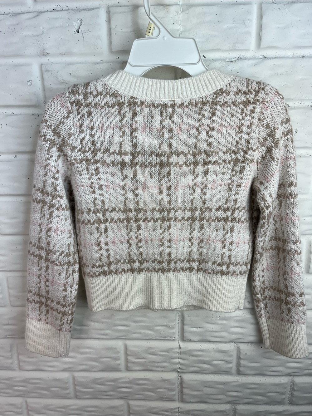ABERCROMBIE KIDS CARDIGAN PEARL AND GOLD BUTTONS TAN PINK CREAM GIRLS SZ 7/8 - Picture 7 of 13